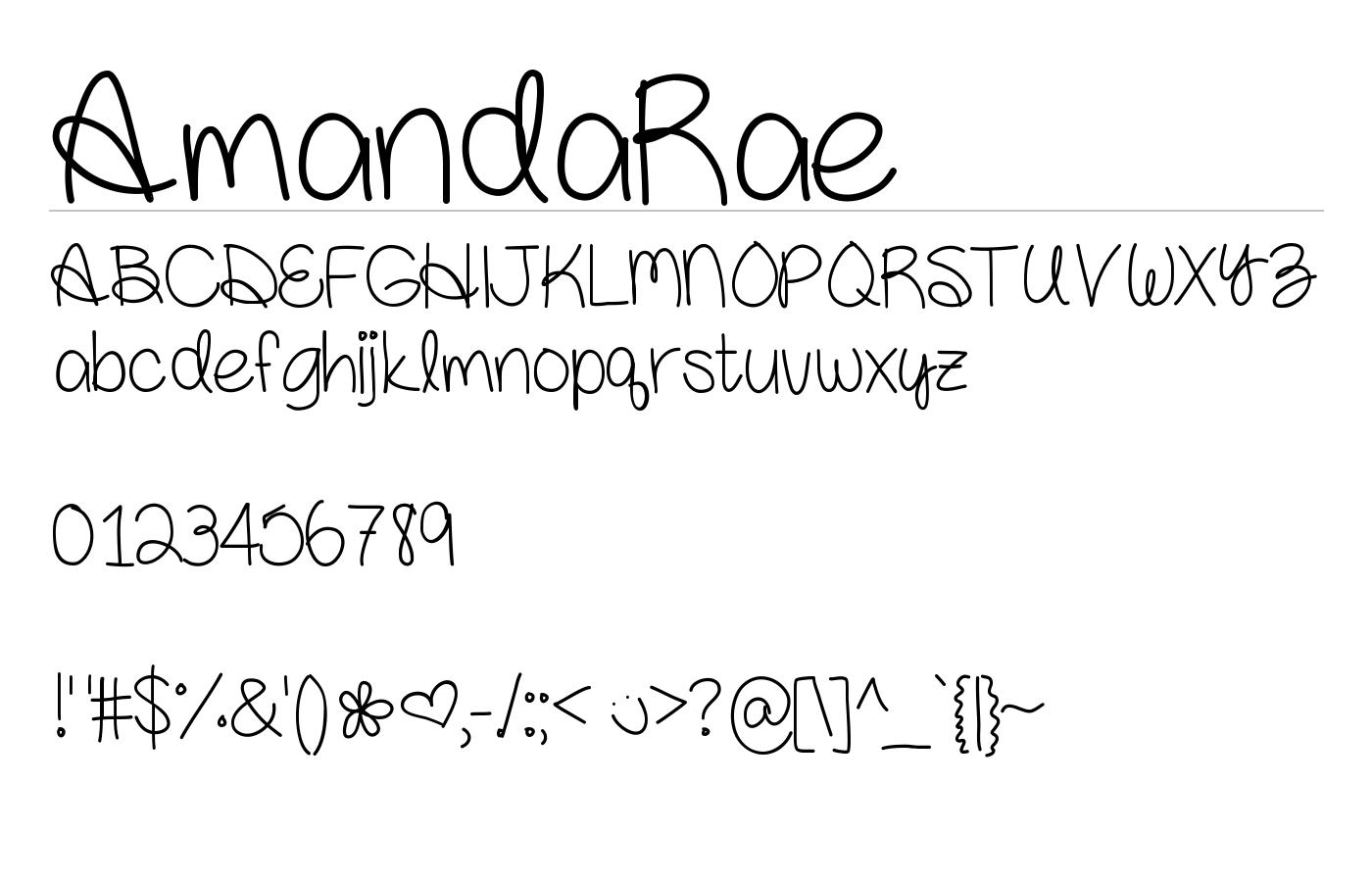 AmandaRae Font preview