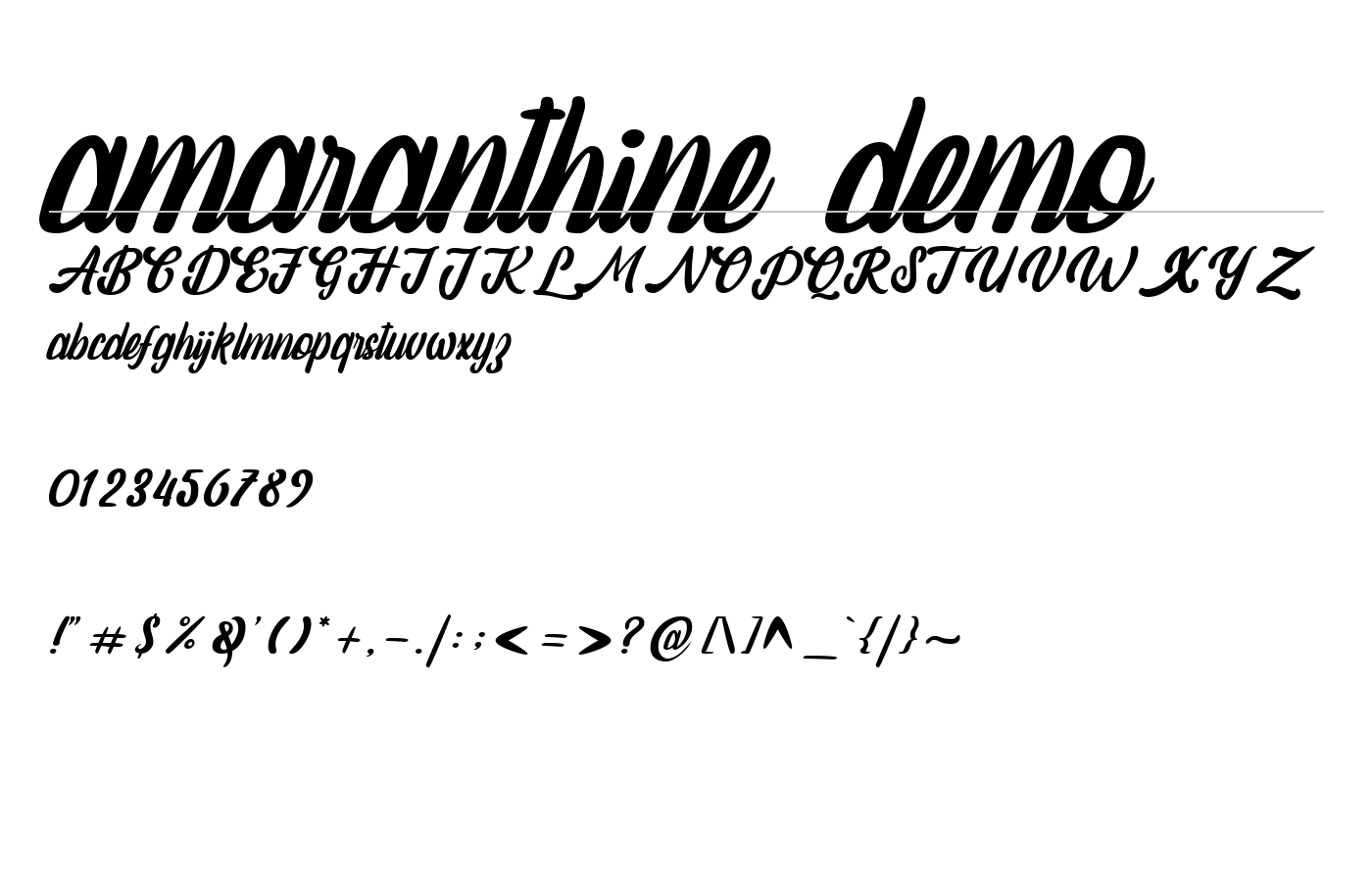 amaranthine demo Font preview