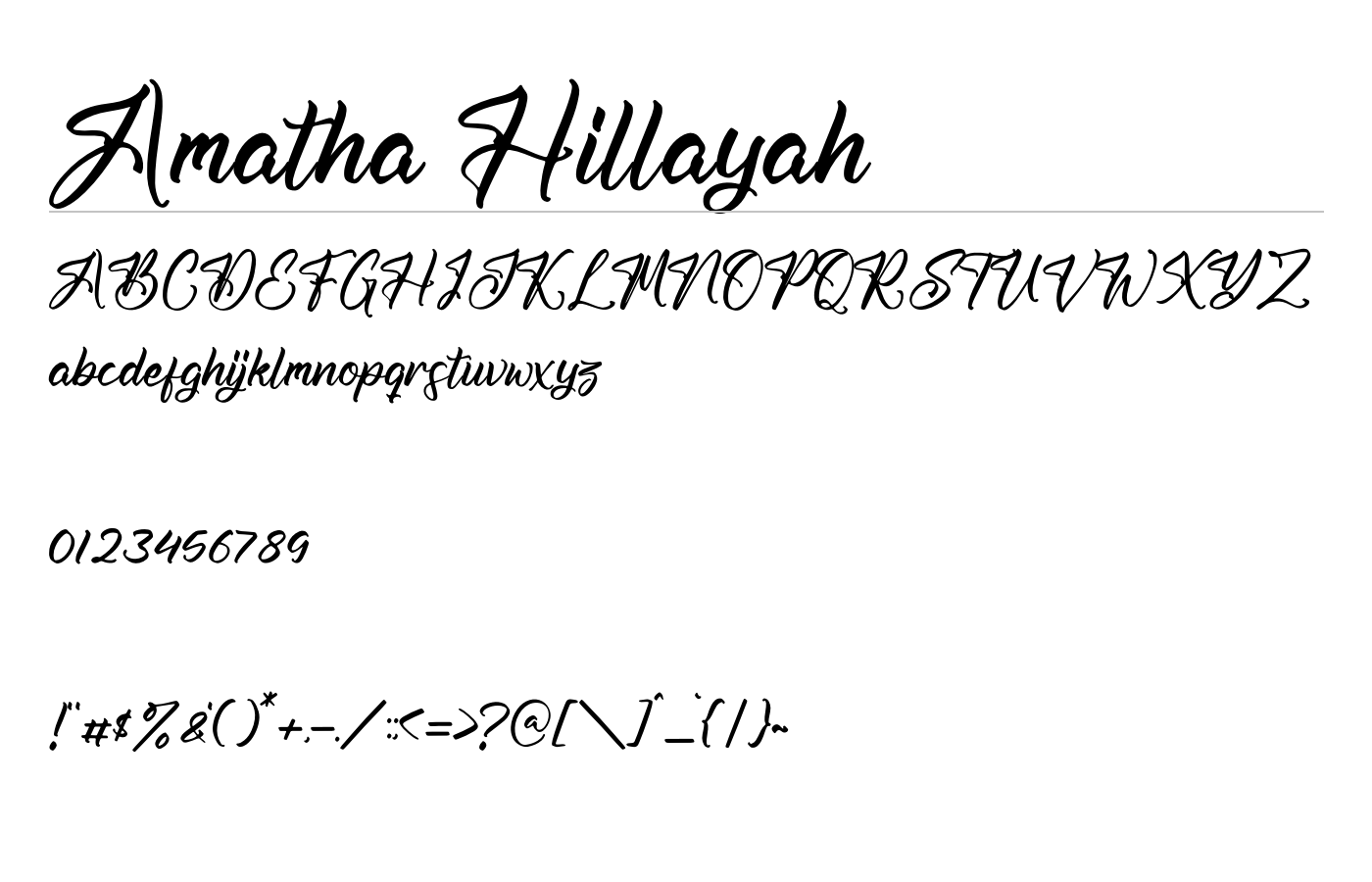 Amatha Hillayah Font preview