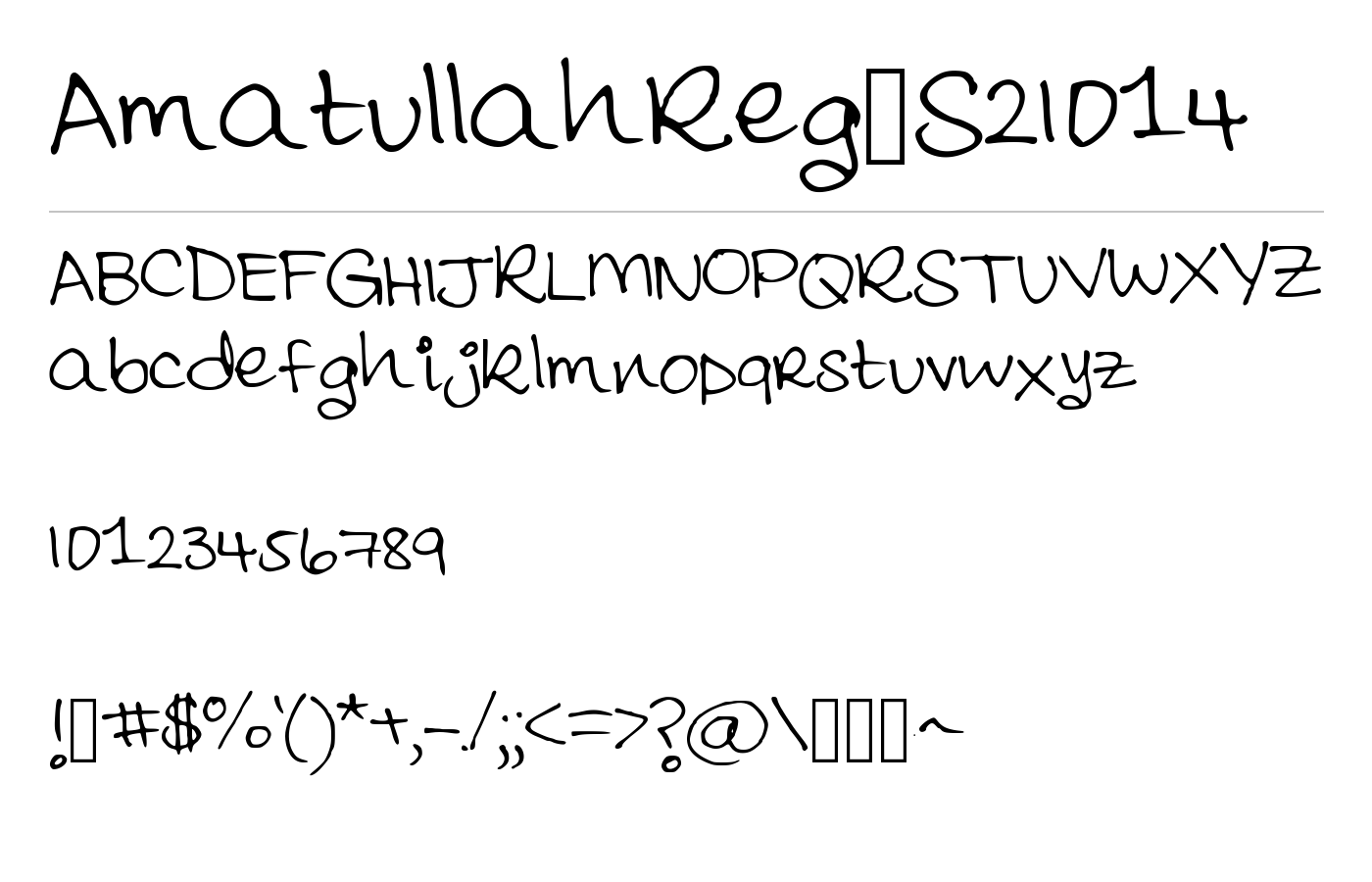 AmatullahReg_S2014 Font preview