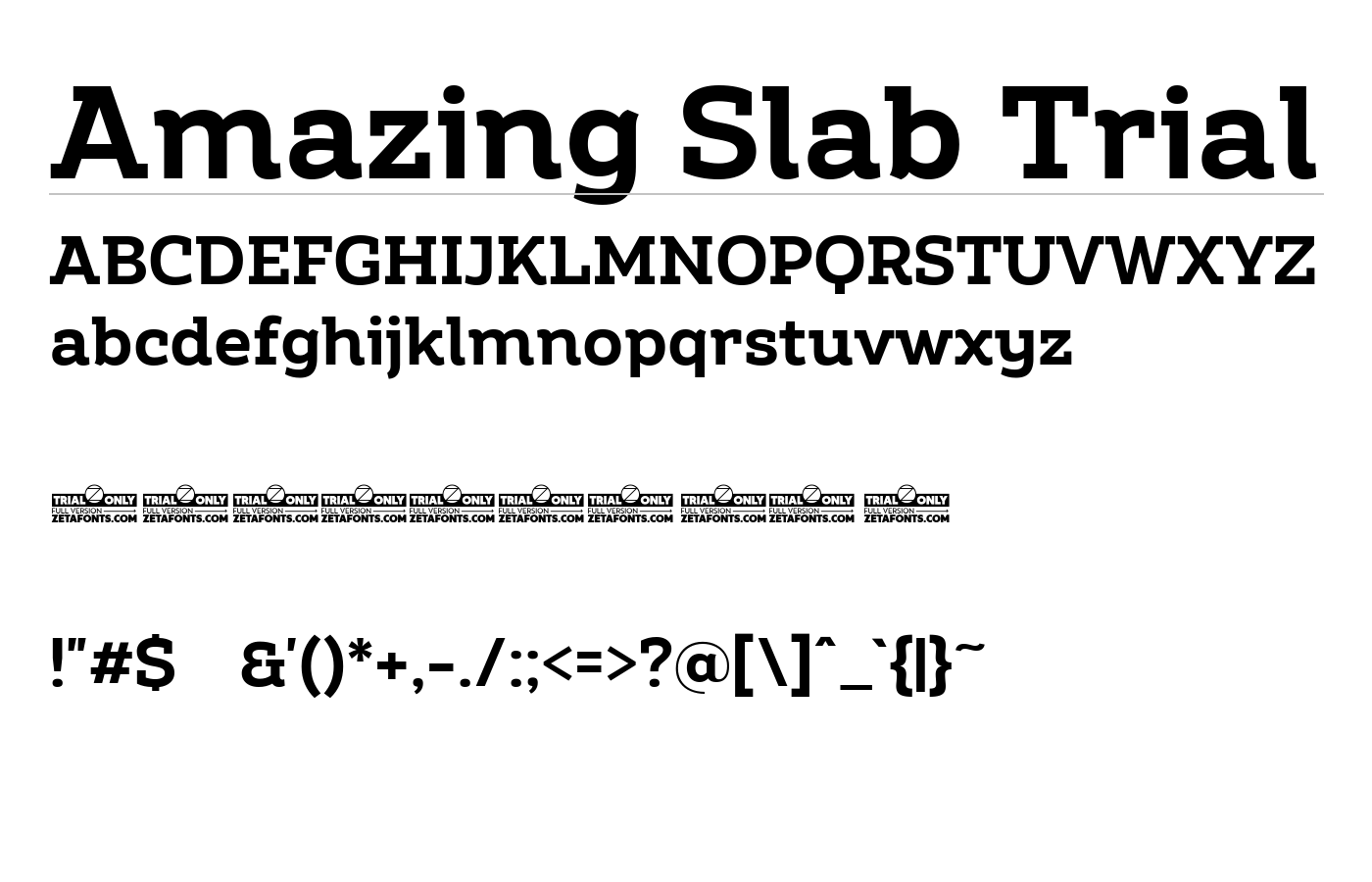 Amazing Slab Trial Font preview