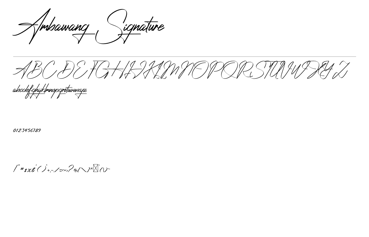 Ambawang Signature Font preview