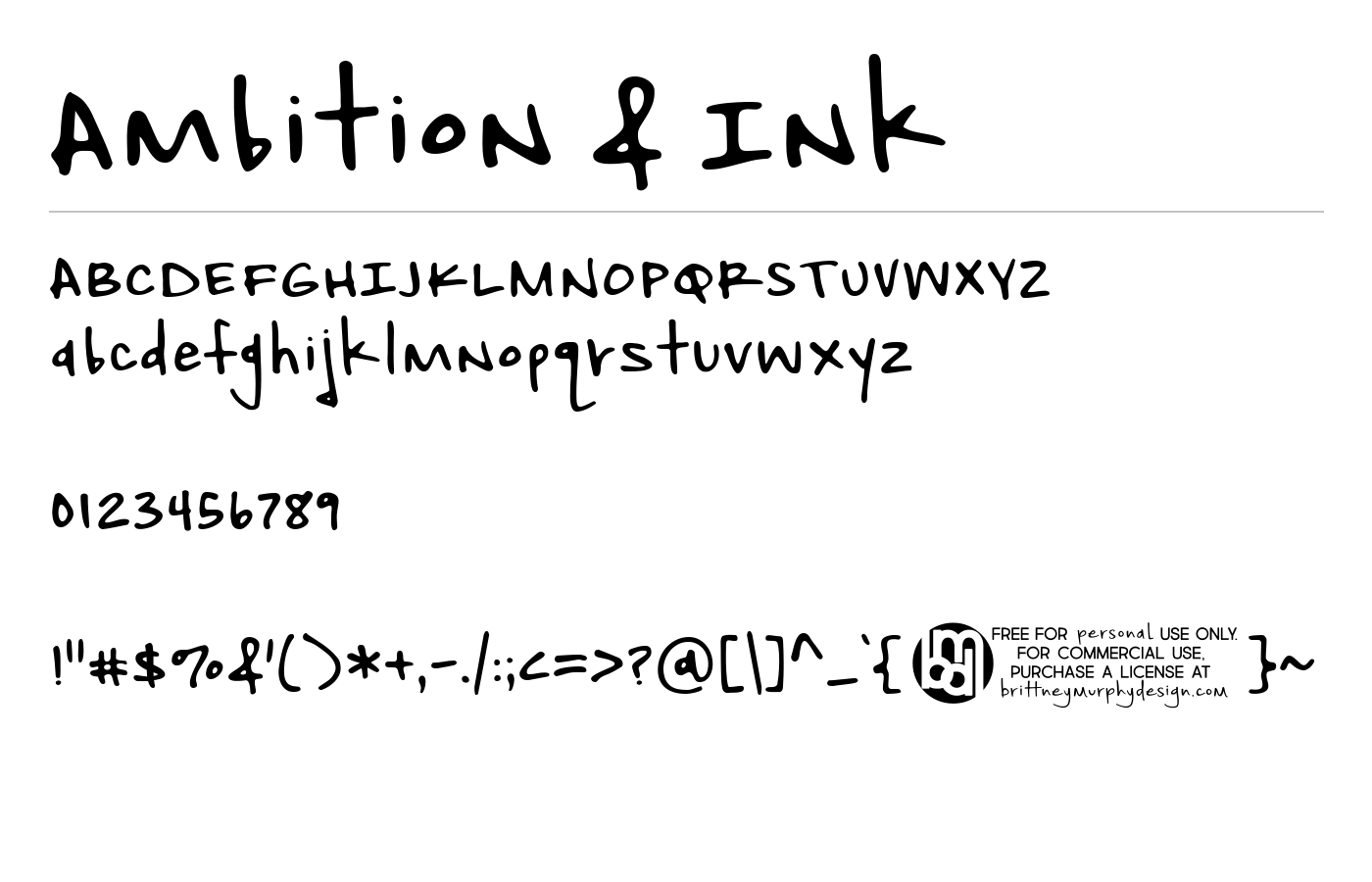 Ambition & Ink Font preview