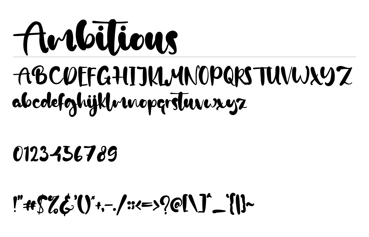 Ambitious Font preview