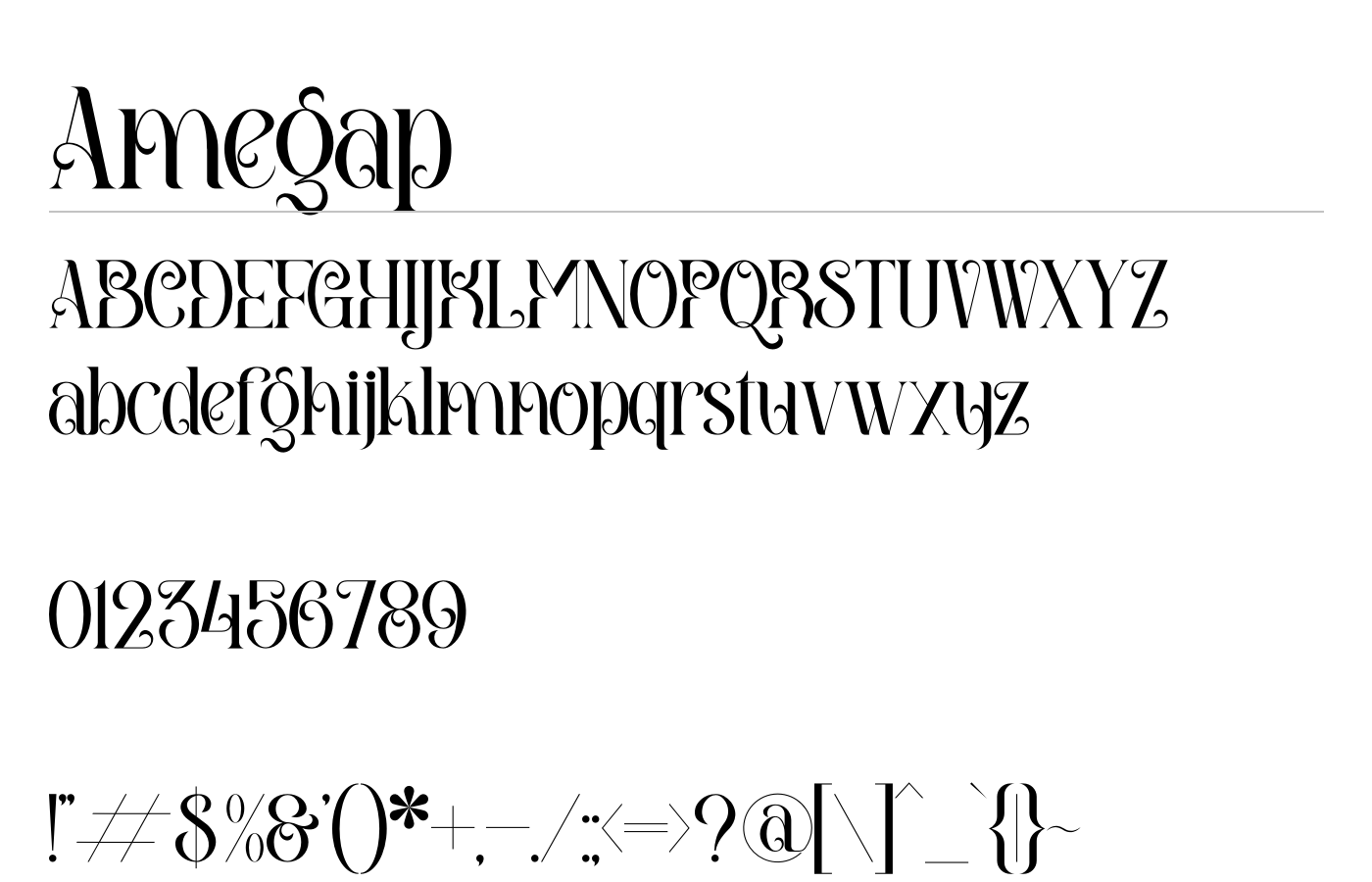 Amegap Font preview