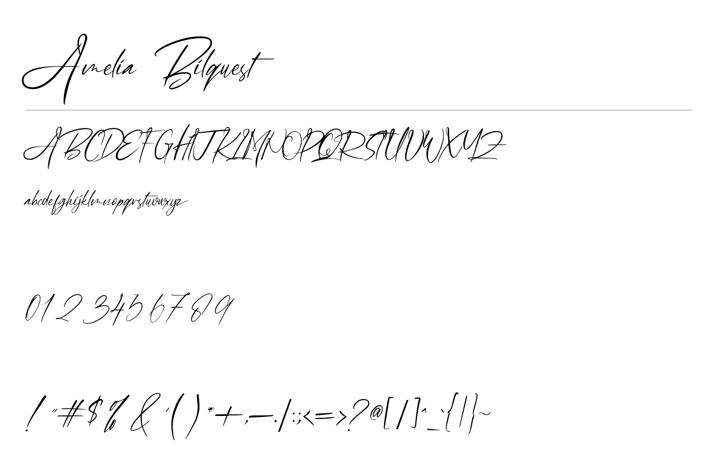 Amelia Bilquest Font preview