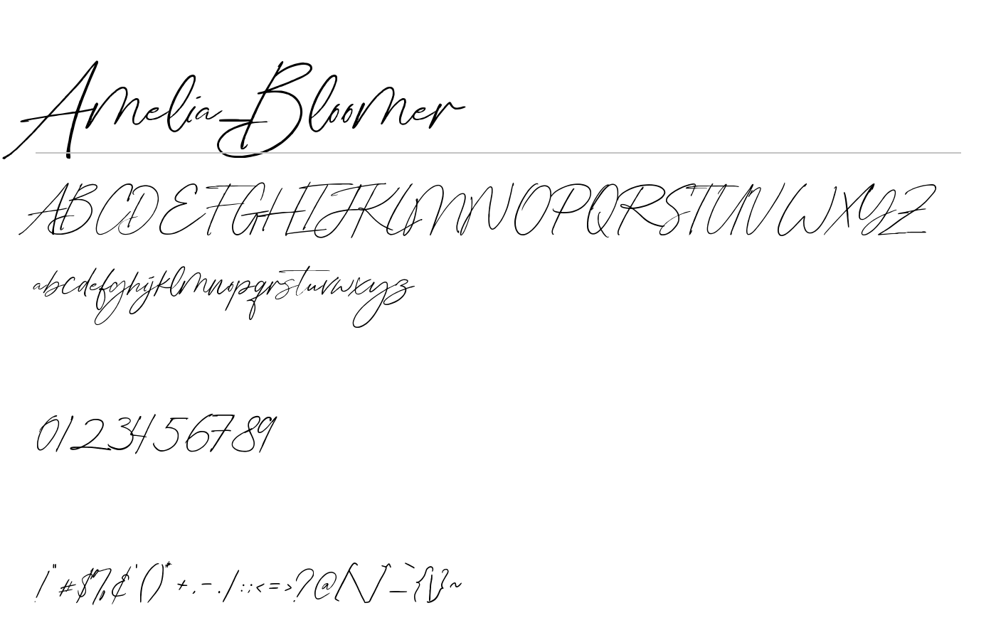 Amelia Bloomer Font preview