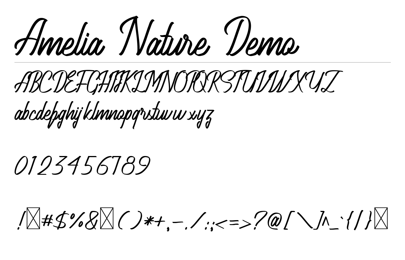 Amelia Nature Demo Font preview