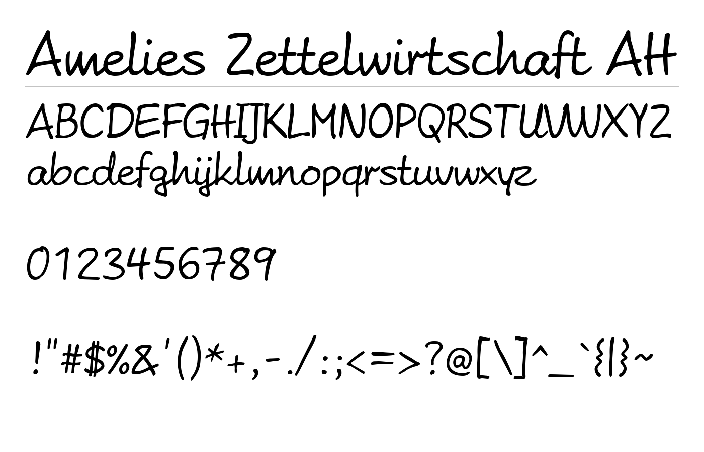 Amelies Zettelwirtschaft AH Font preview