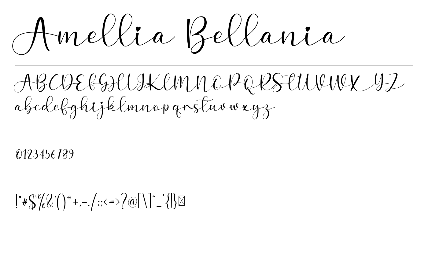 Amellia Bellania Font preview