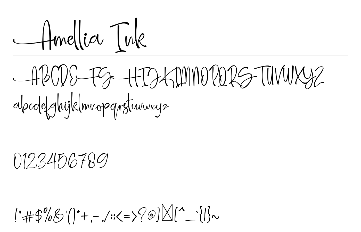 Amellia Ink Font preview