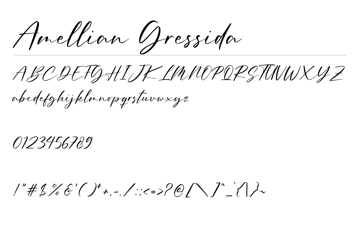 Amellian Gressida Font preview