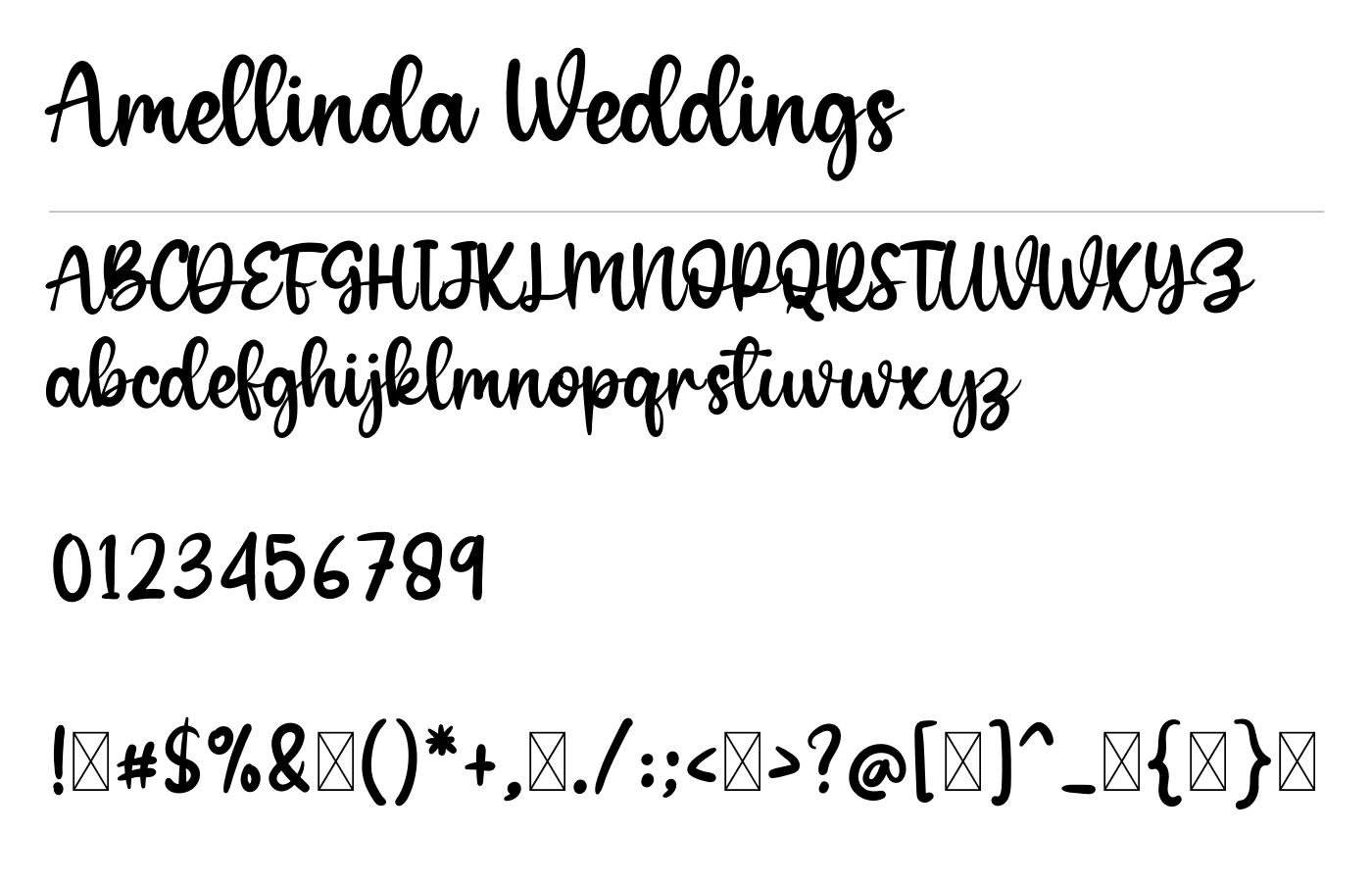 Amellinda Weddings Font preview
