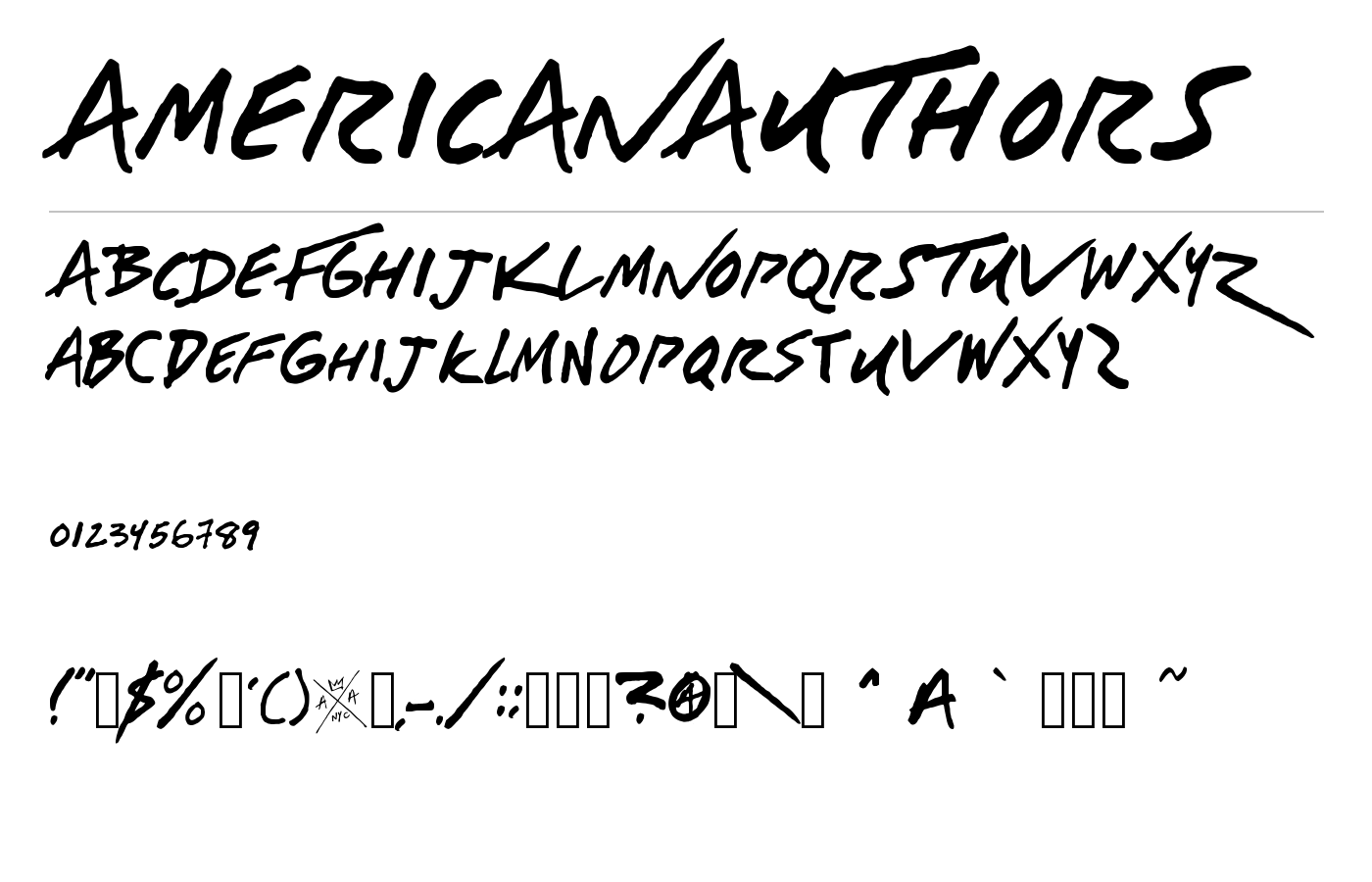 AMERICANAUTHORS Font preview