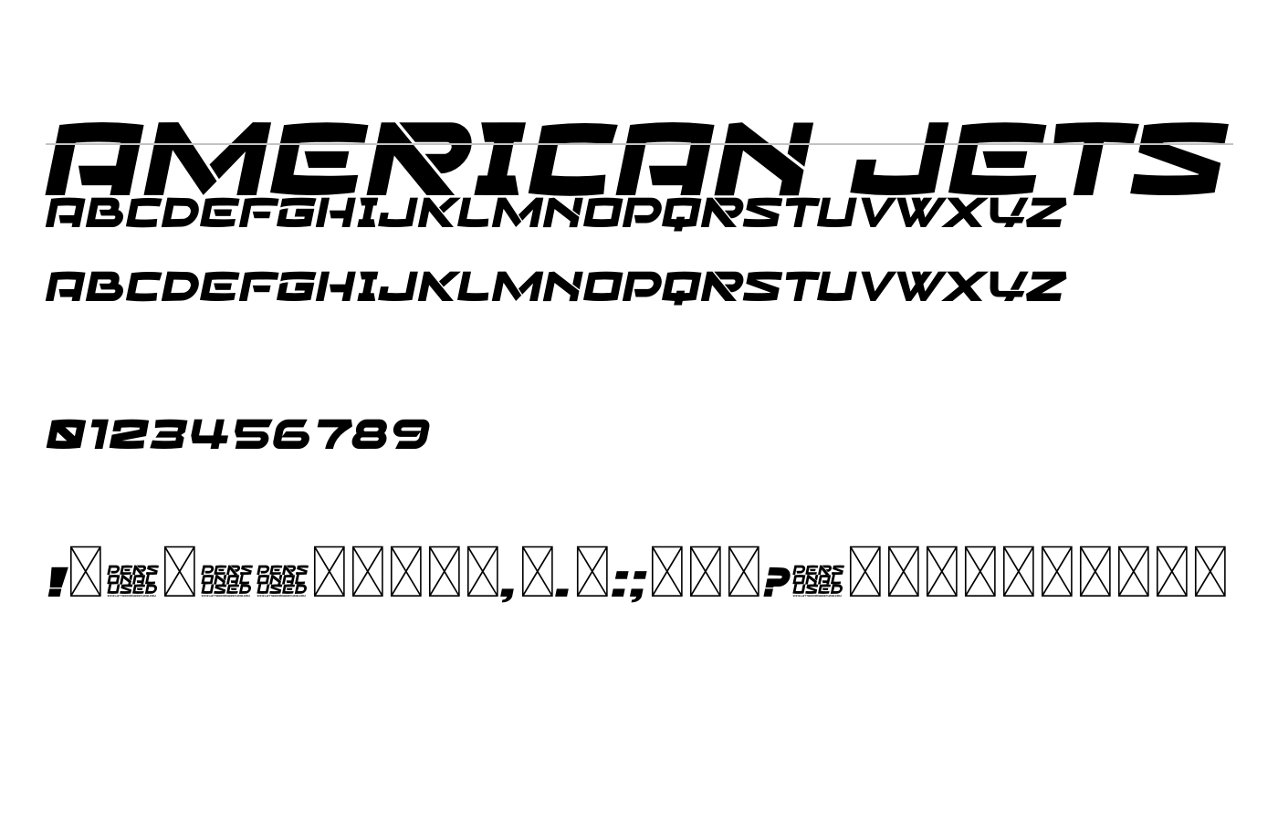 American Jets Font preview