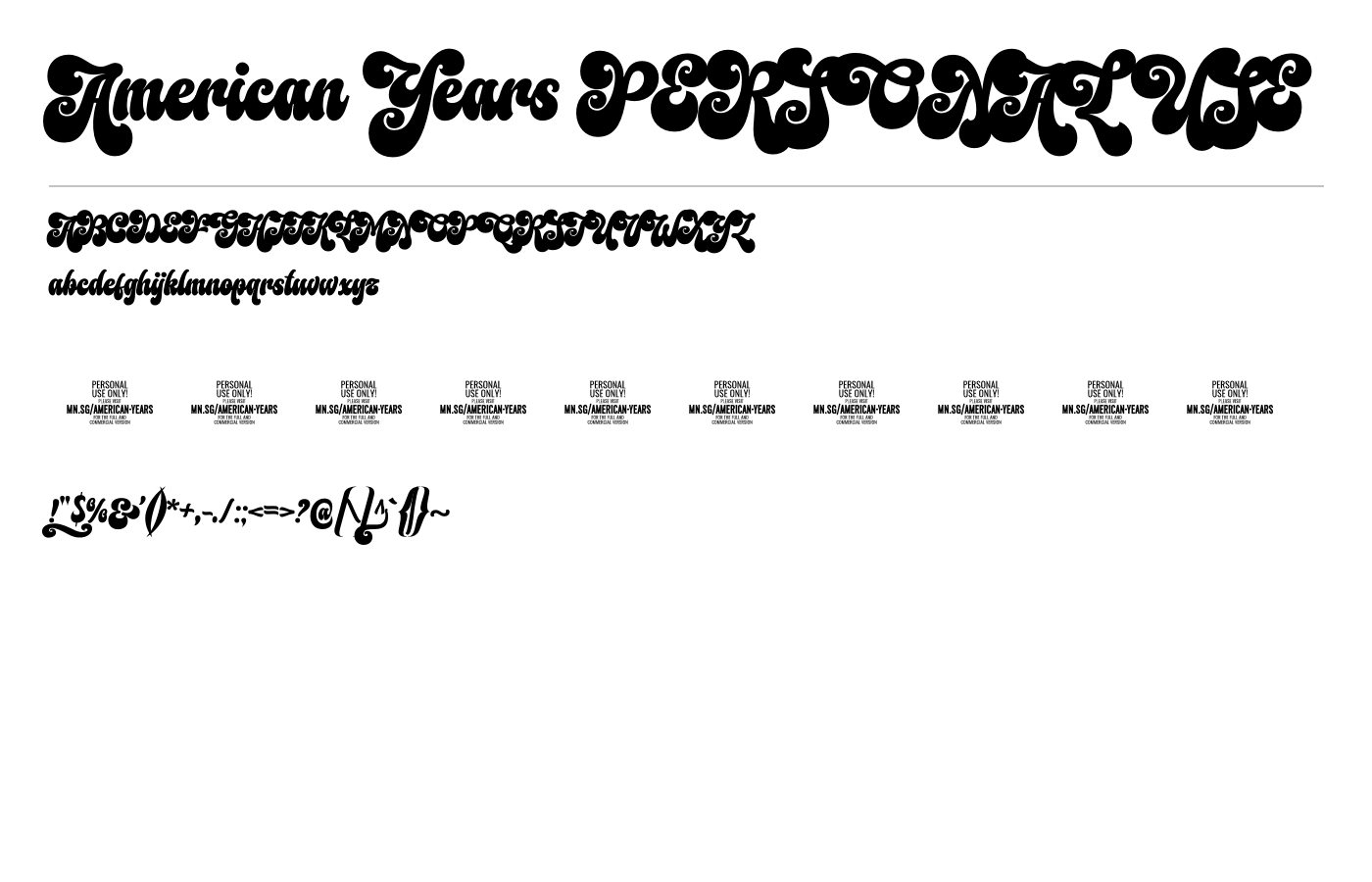 American Years PERSONAL USE Font preview