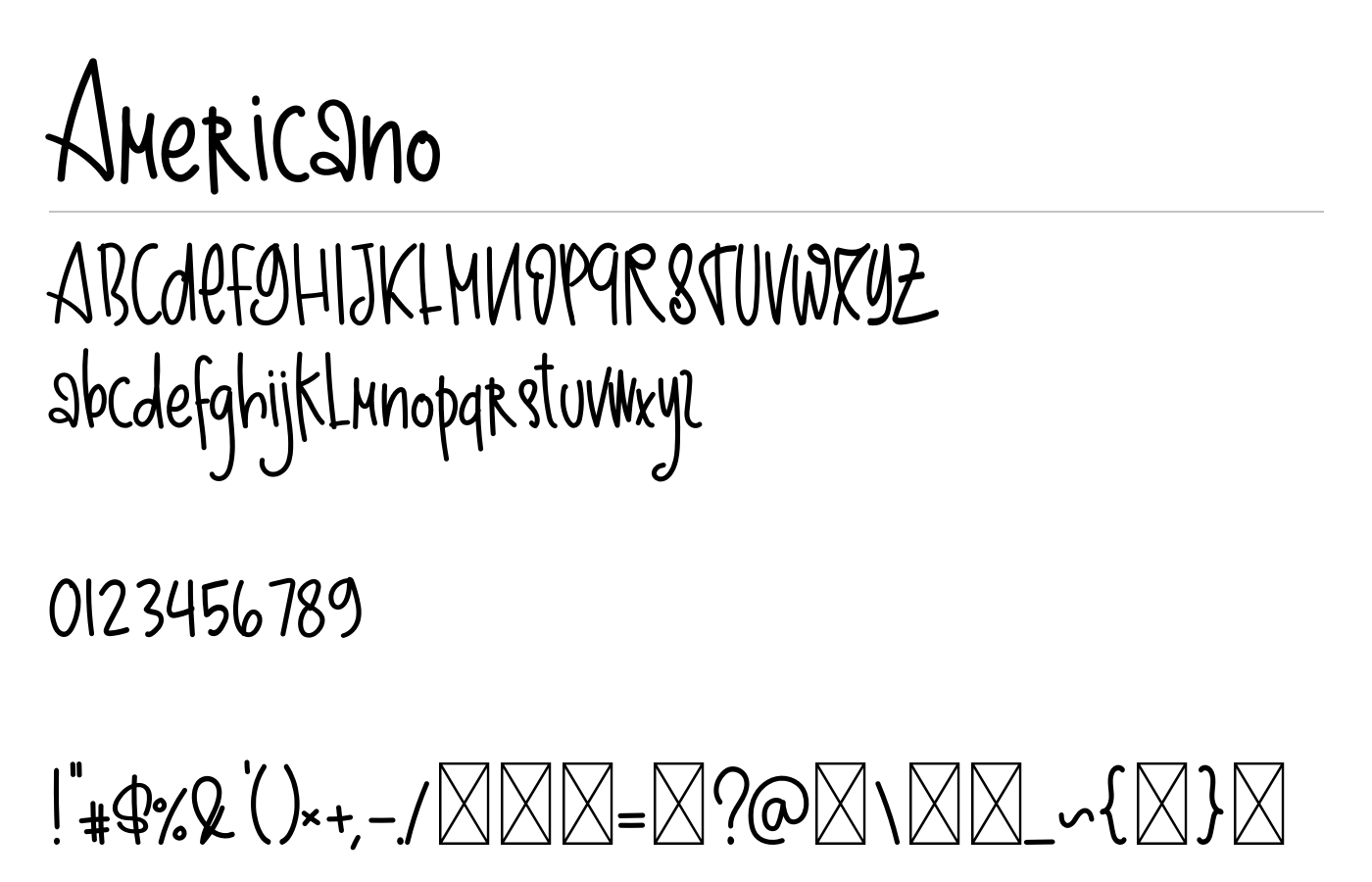 Americano Font preview