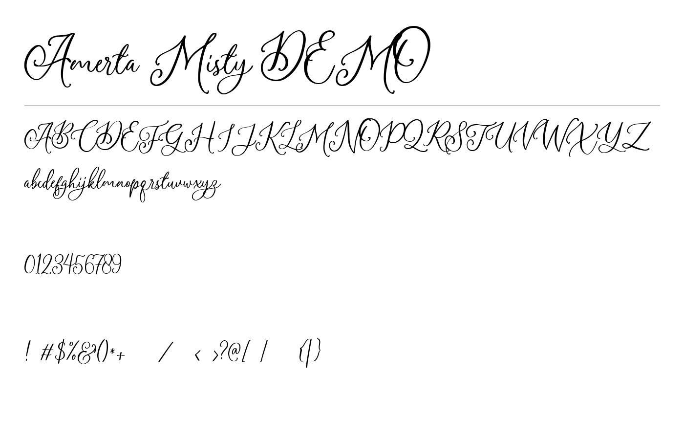 Amerta Misty DEMO Font preview