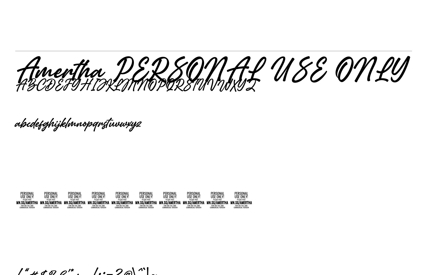 Amertha PERSONAL USE ONLY Font preview