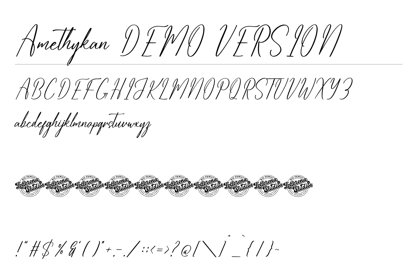 Amethykan DEMO VERSION Font preview