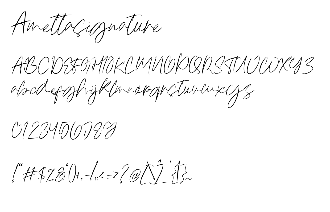 Amettasignature Font preview