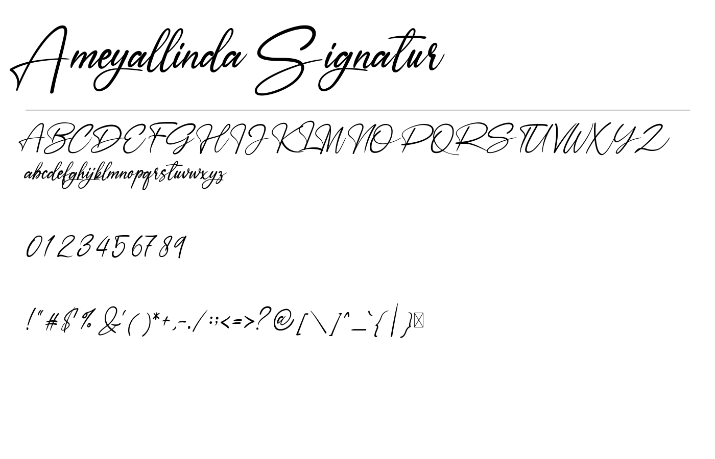 Ameyallinda Signatur Font preview