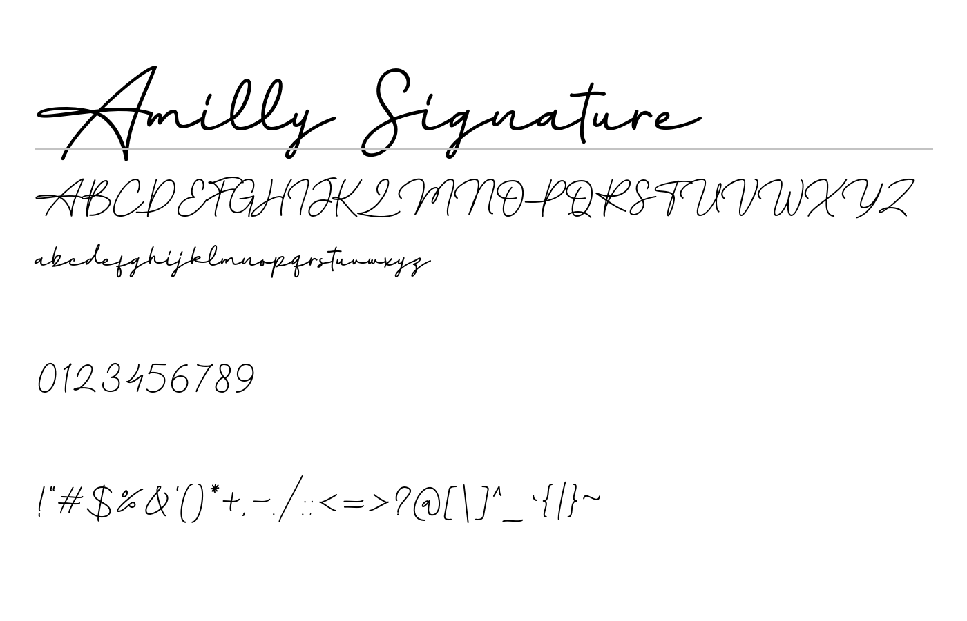 Amilly Signature Font preview