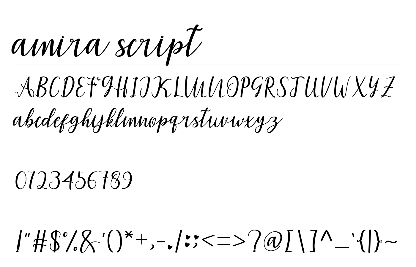 amira script Font preview