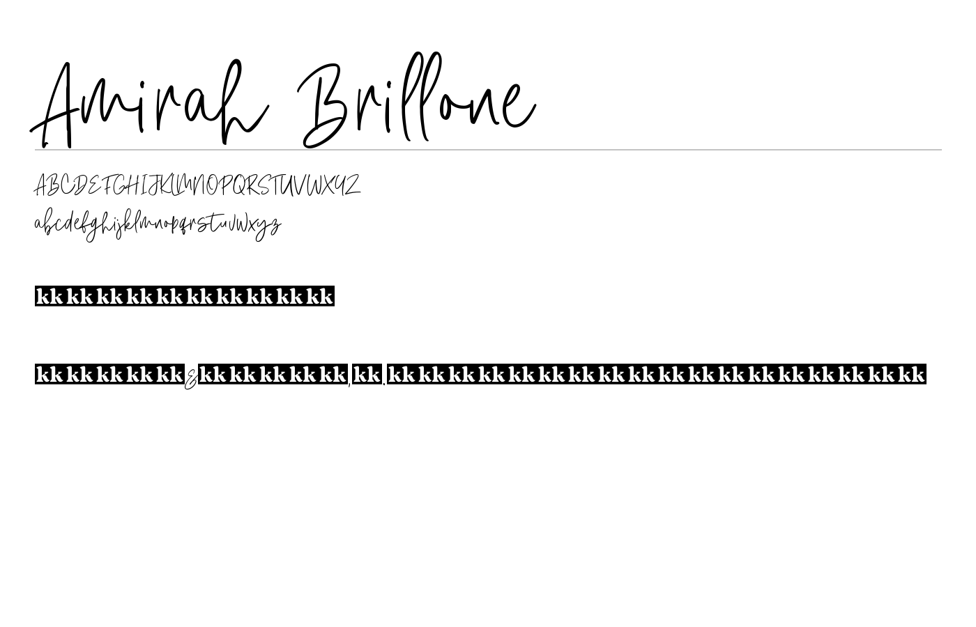 Amirah Brillone Font preview