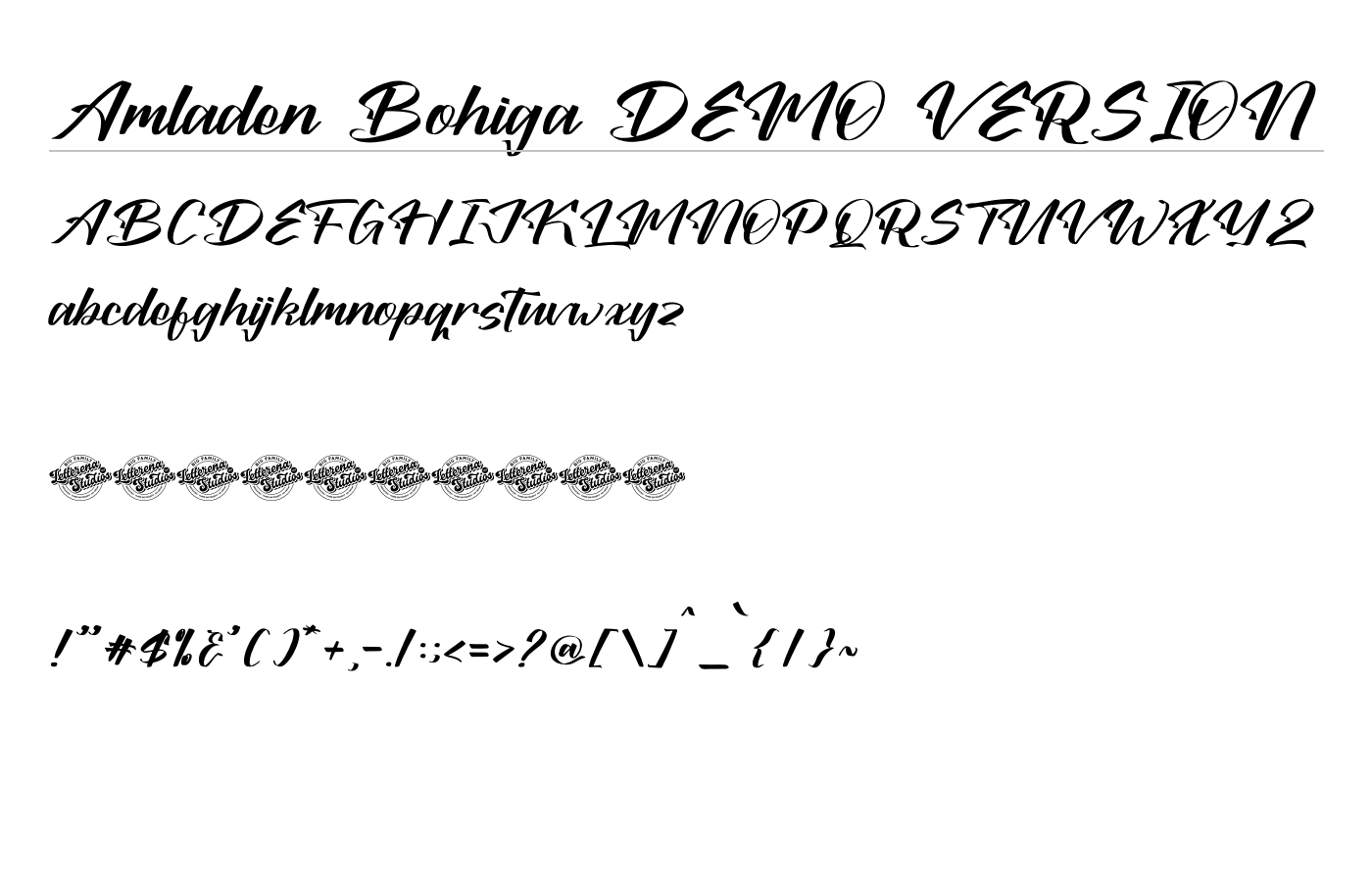 Amladen Bohiga DEMO VERSION Font preview