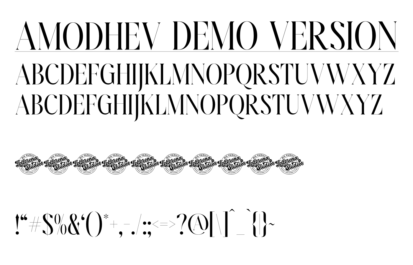 Amodhev DEMO VERSION Font preview