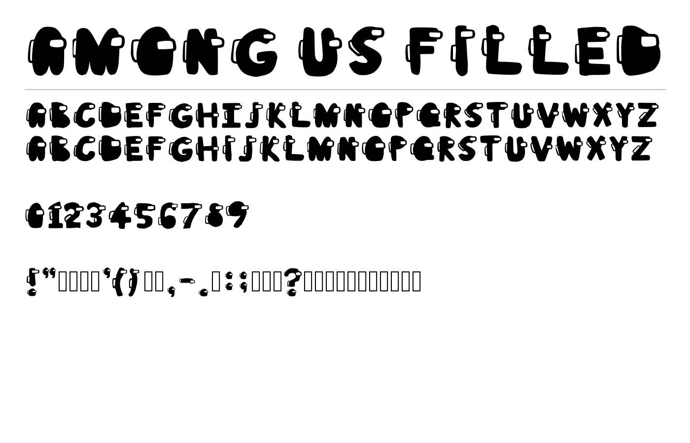 Among Us Filled Font preview
