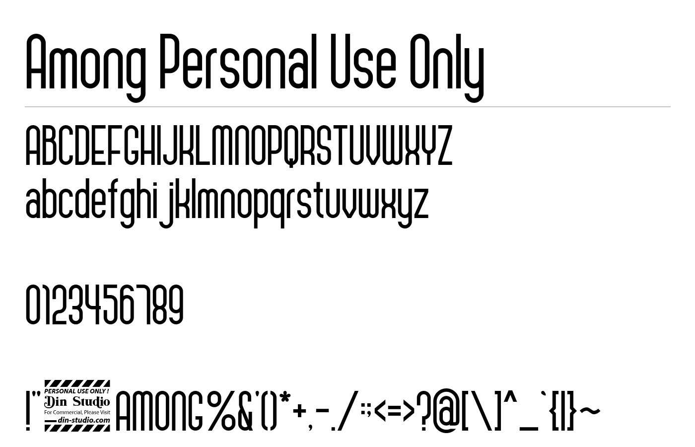 Among Personal Use Only Font preview