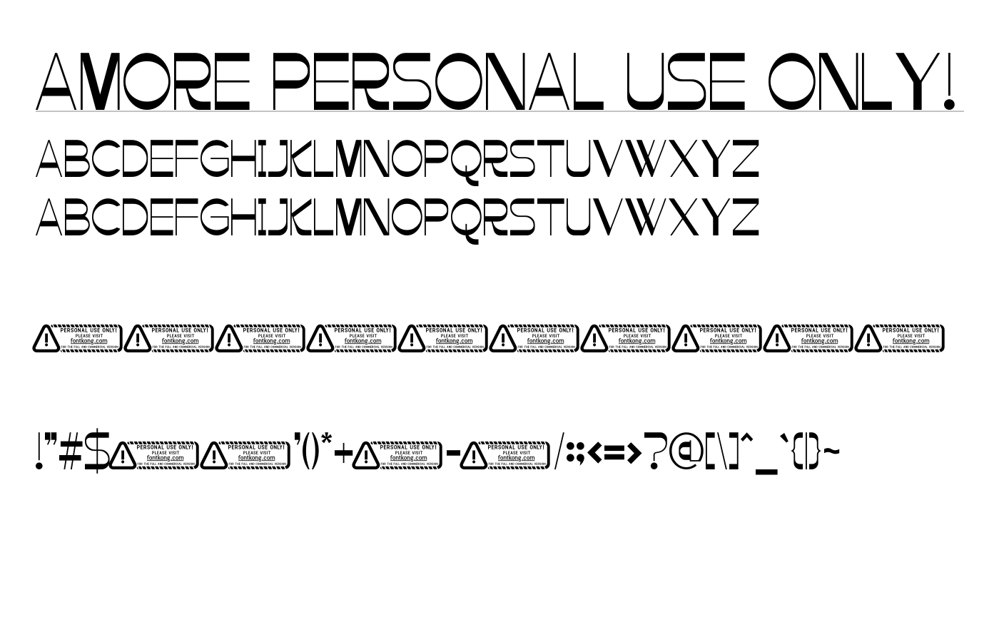 Amore PERSONAL USE ONLY! Font preview