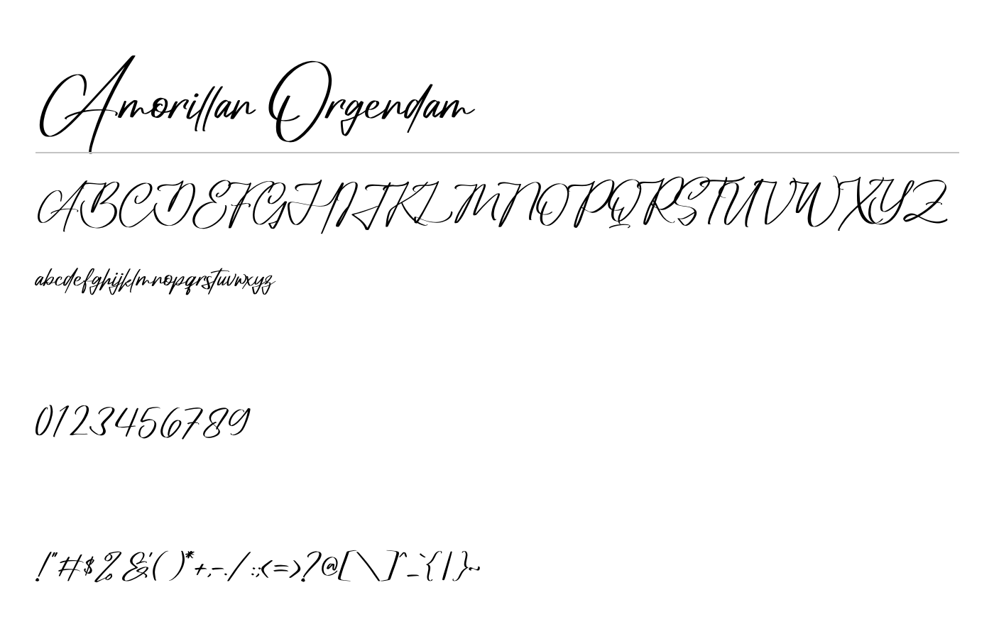 Amorillan Orgendam Font preview