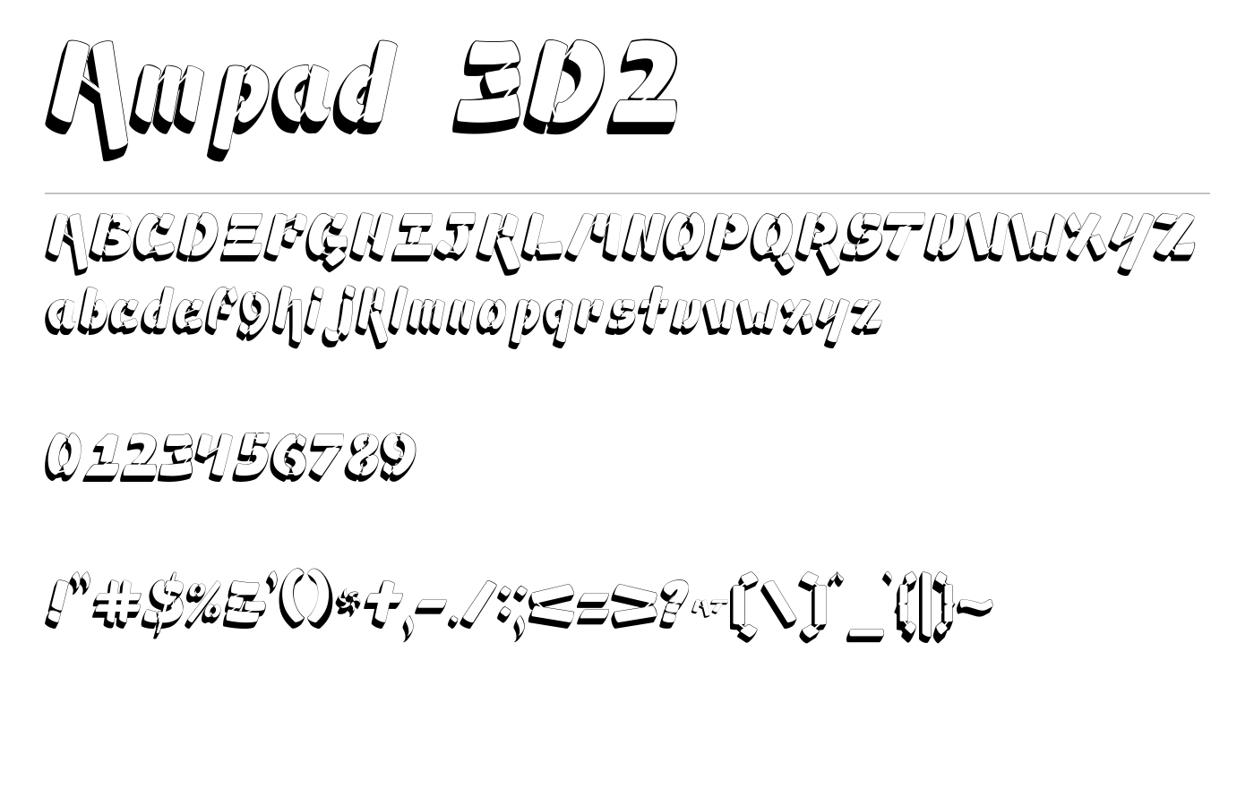 Ampad 3D2 Font preview