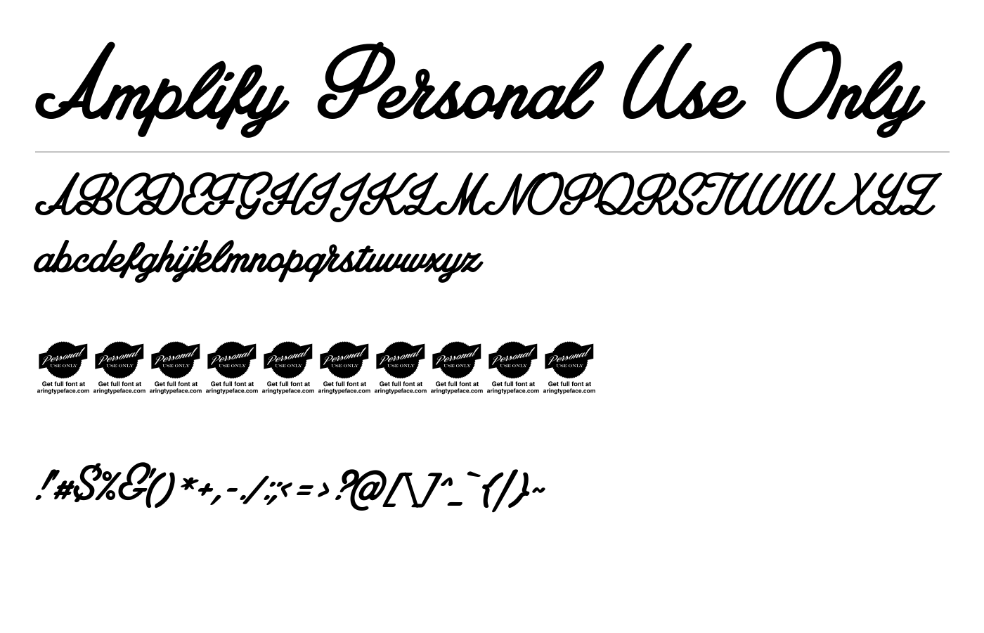 Amplify Personal Use Only Font preview