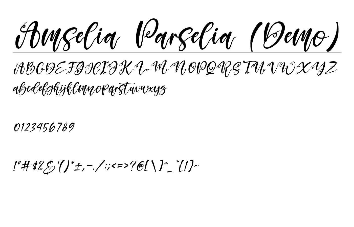 Amselia Parselia (Demo) Font preview
