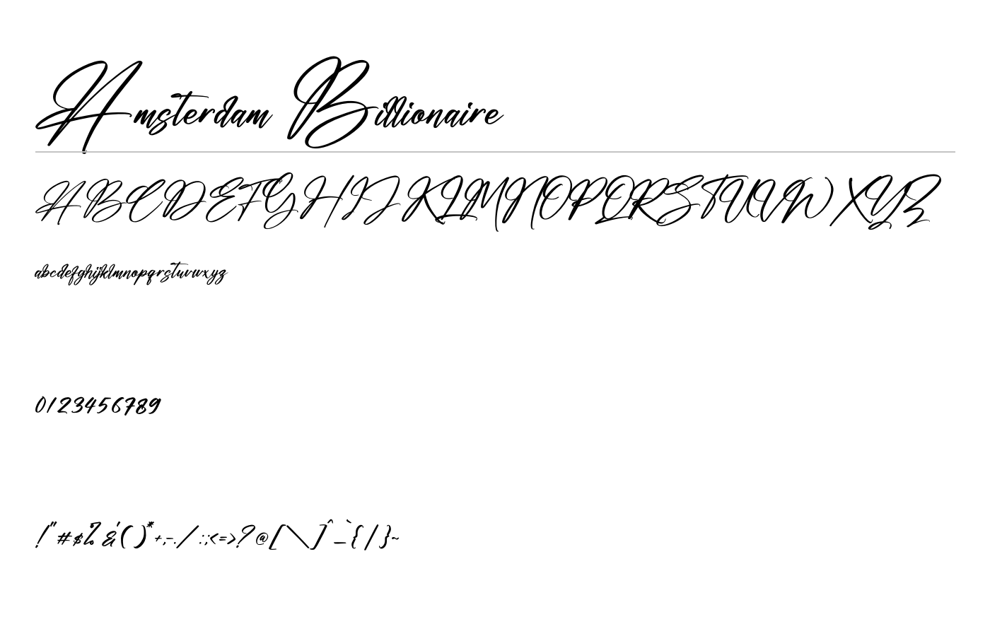 Amsterdam Billionaire Font preview