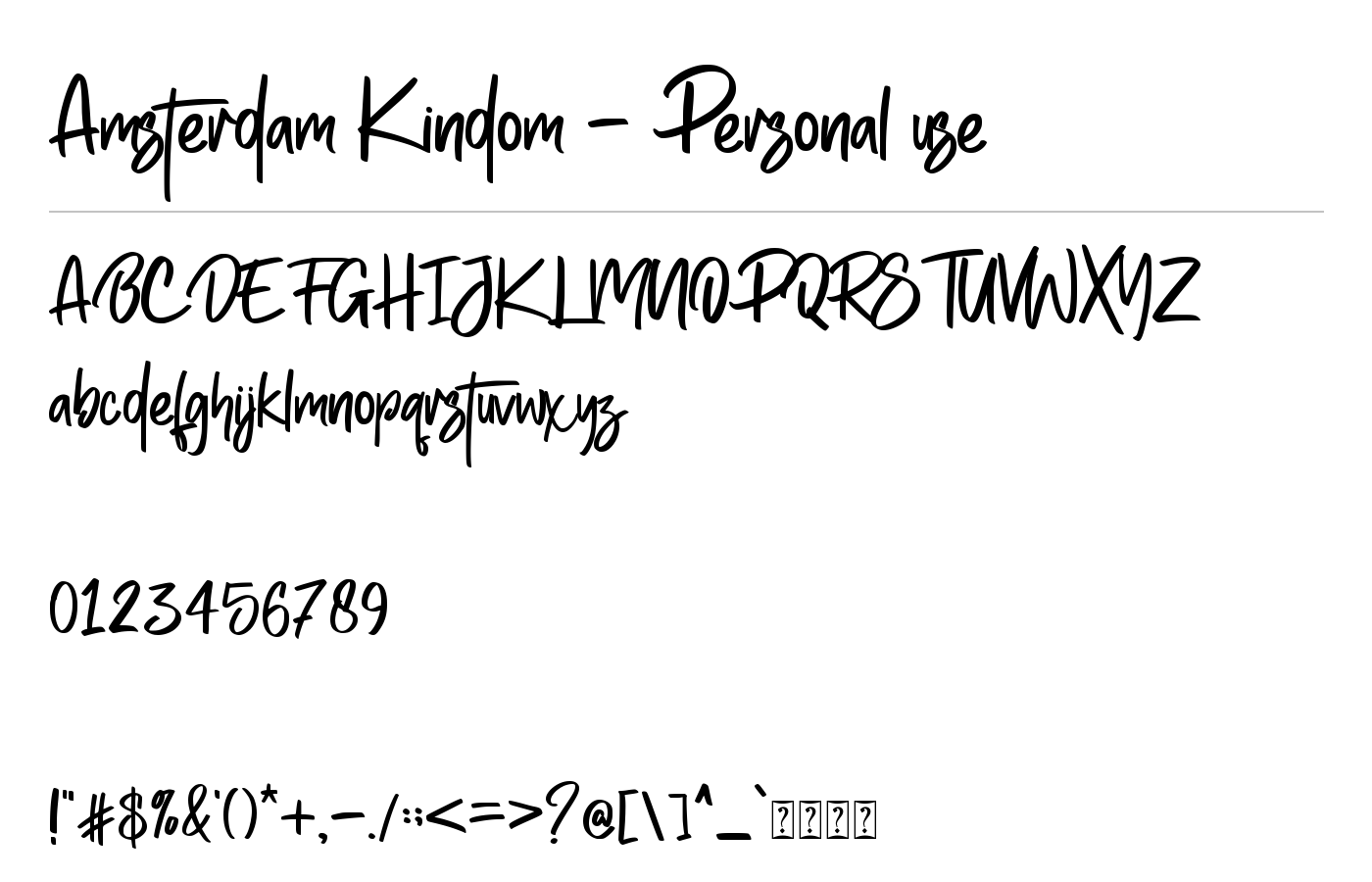 Amsterdam Kindom - Personal use Font preview
