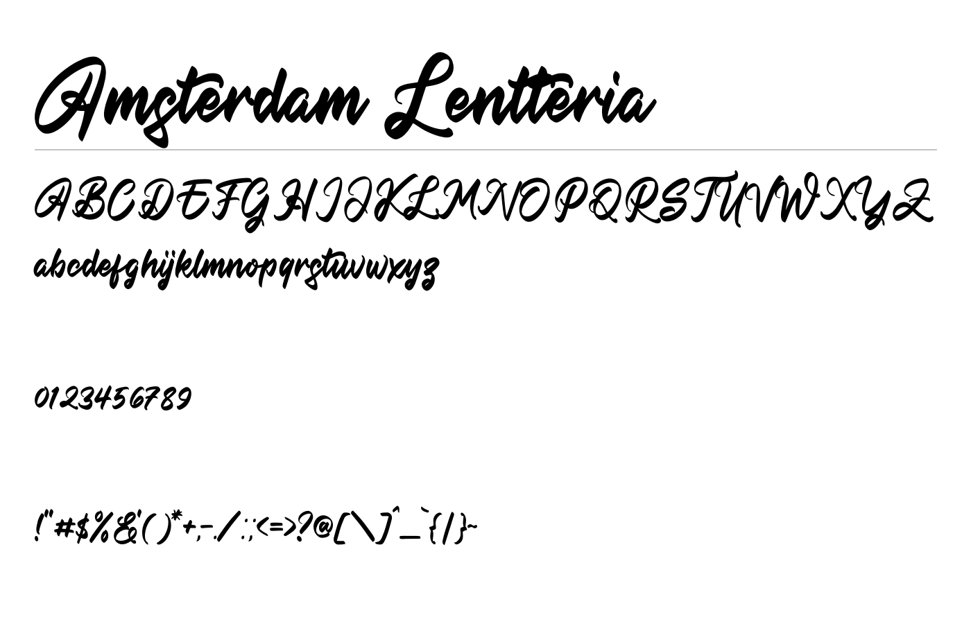 Amsterdam Lentteria Font preview