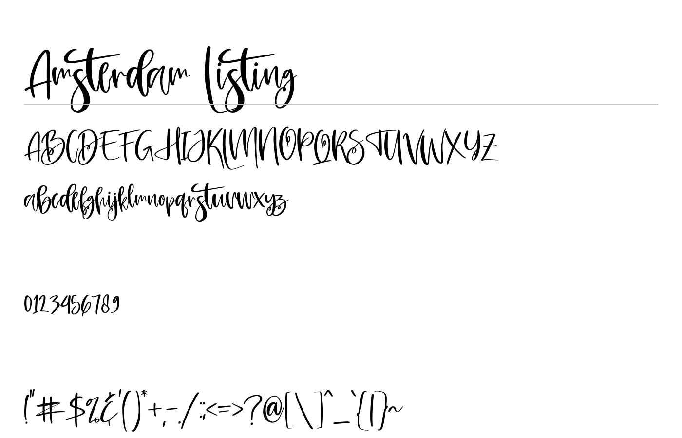 Amsterdam Listing Font preview