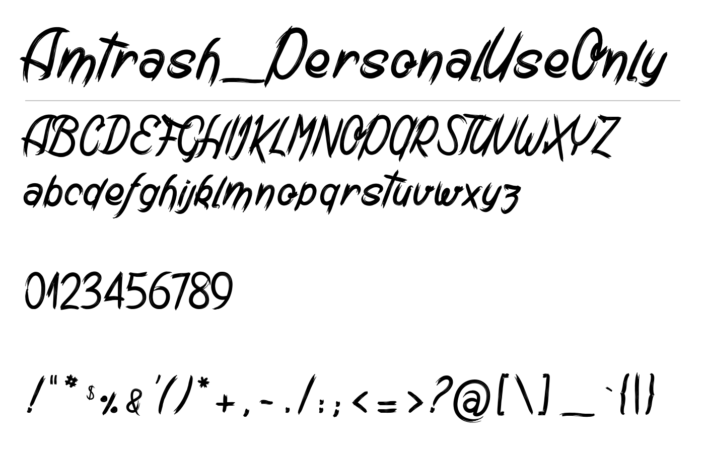 Amtrash_PersonalUseOnly Font preview