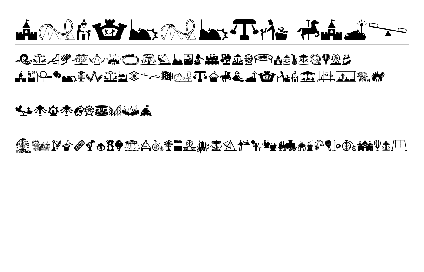 amusement park Font preview