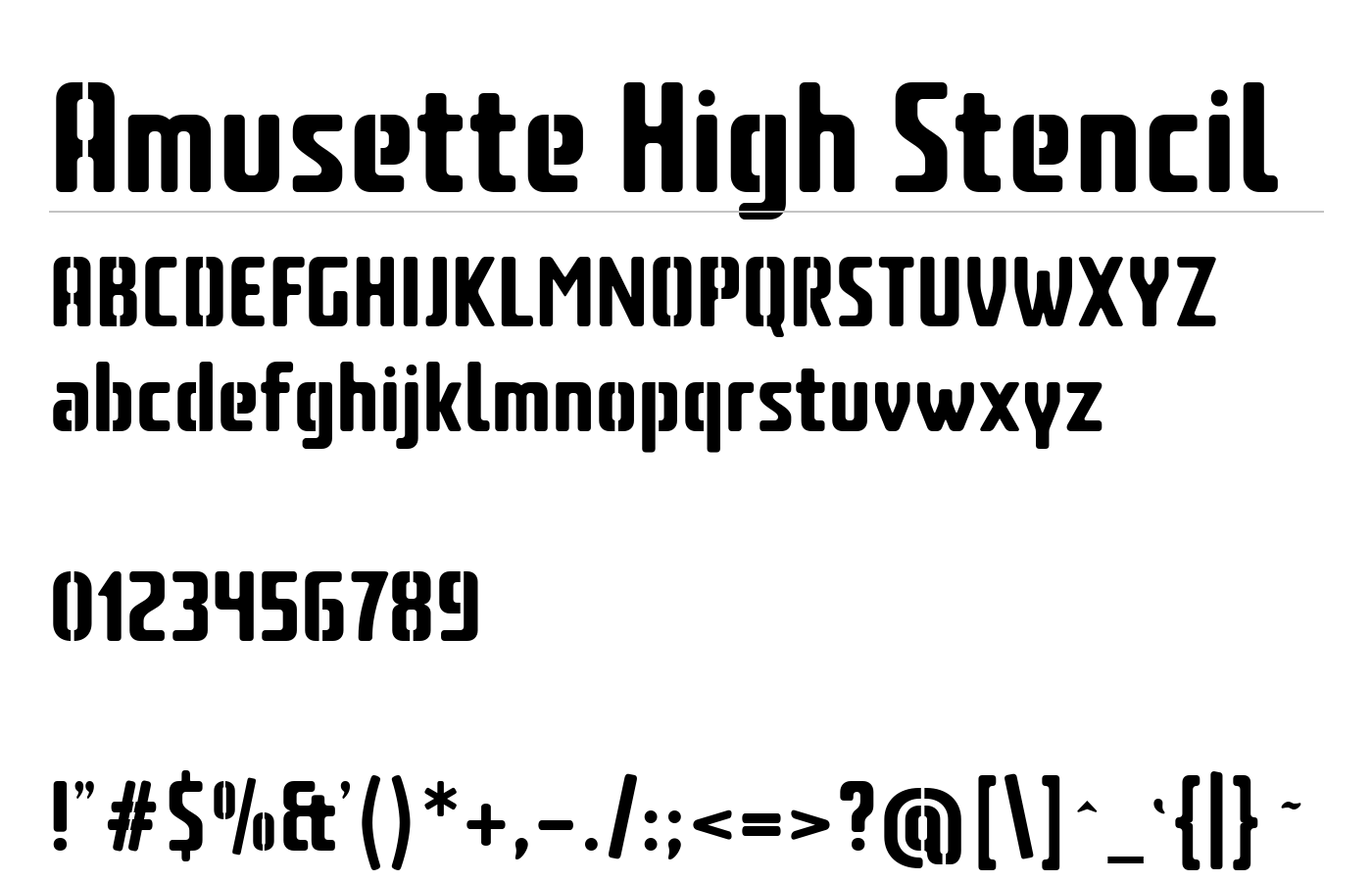 Amusette High Stencil Font preview