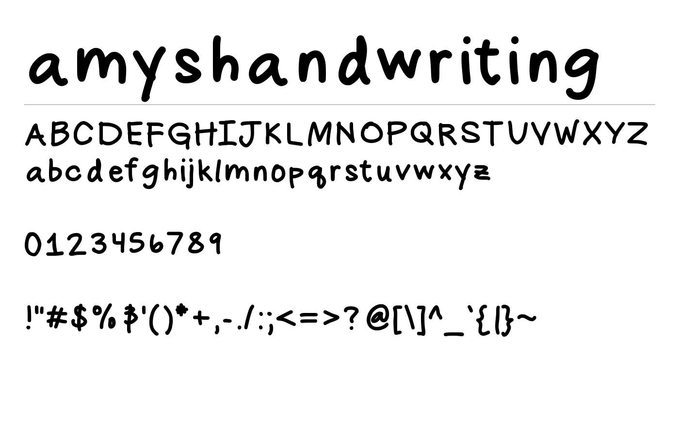 amyshandwriting Font preview