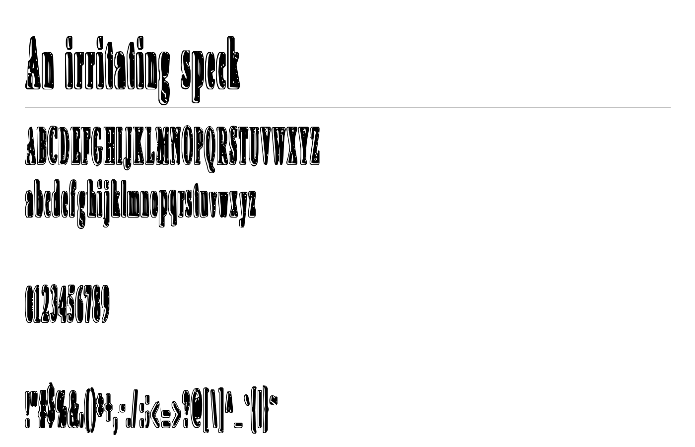 An irritating speck Font preview