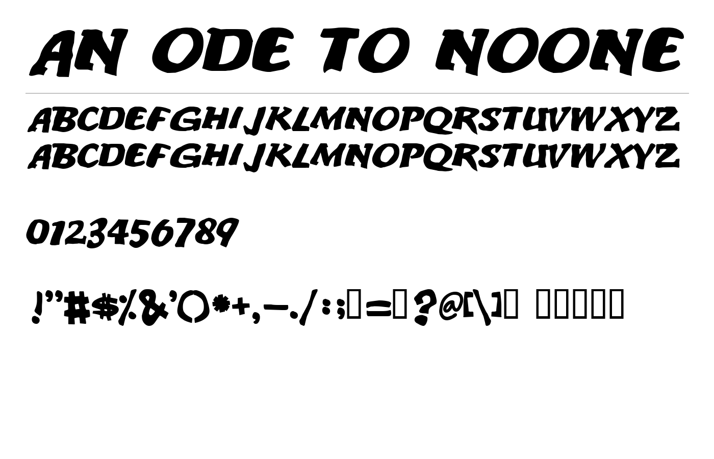 An ode to noone Font preview