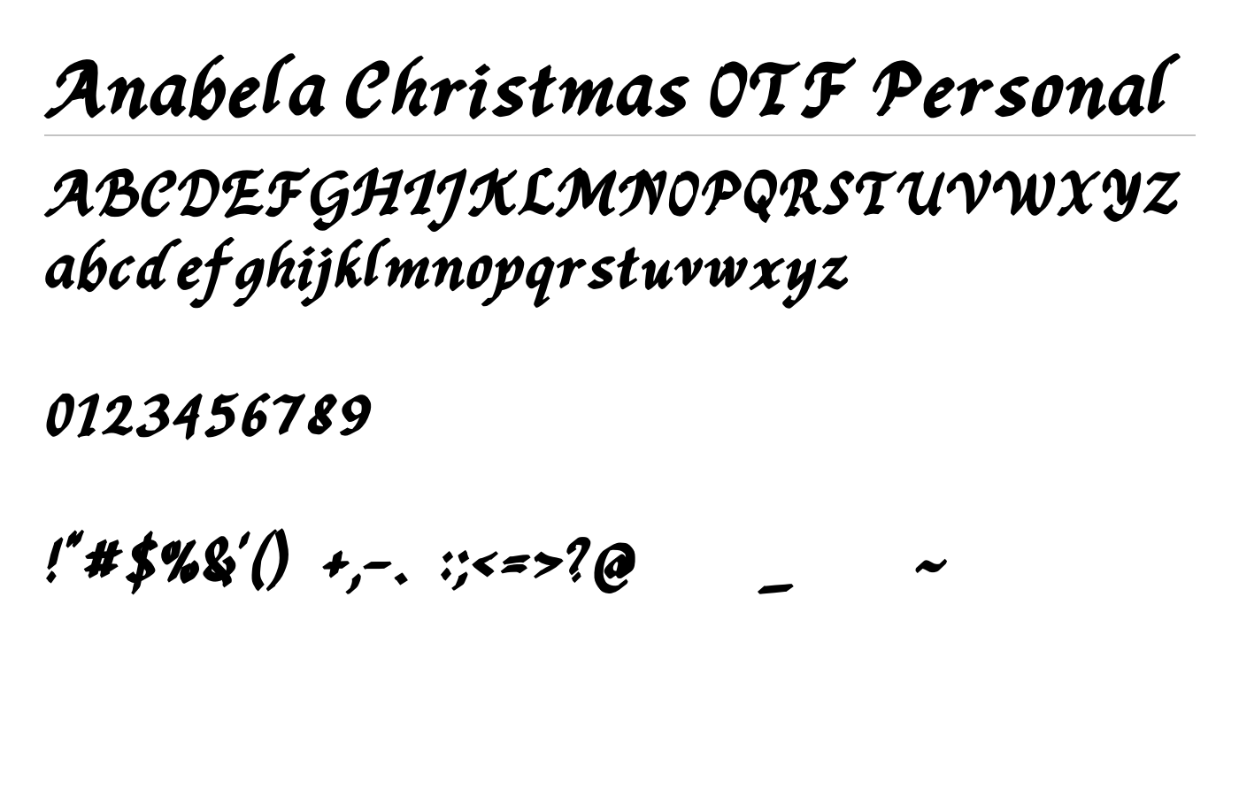Anabela Christmas OTF Personal Font preview