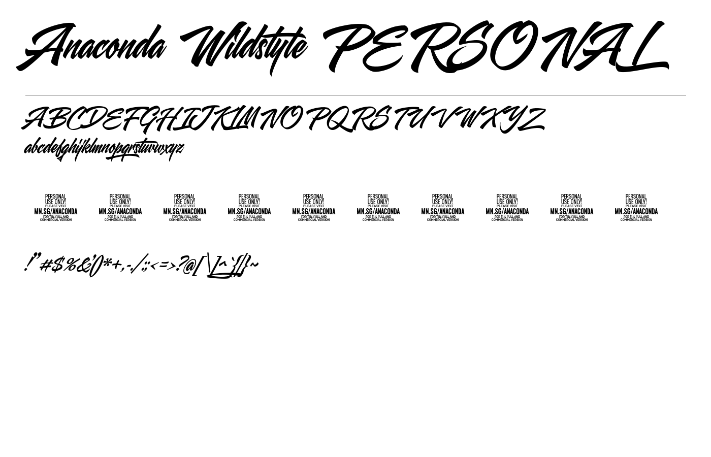 Anaconda Wildstyle PERSONAL Font preview